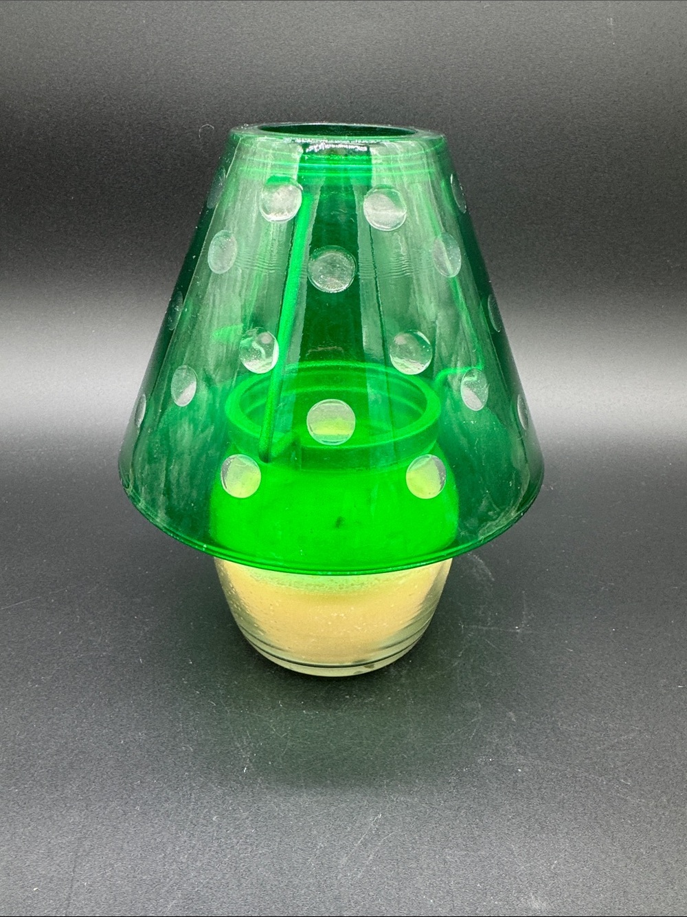 Glass Candle Shade Green Polka Dot - Candle not included